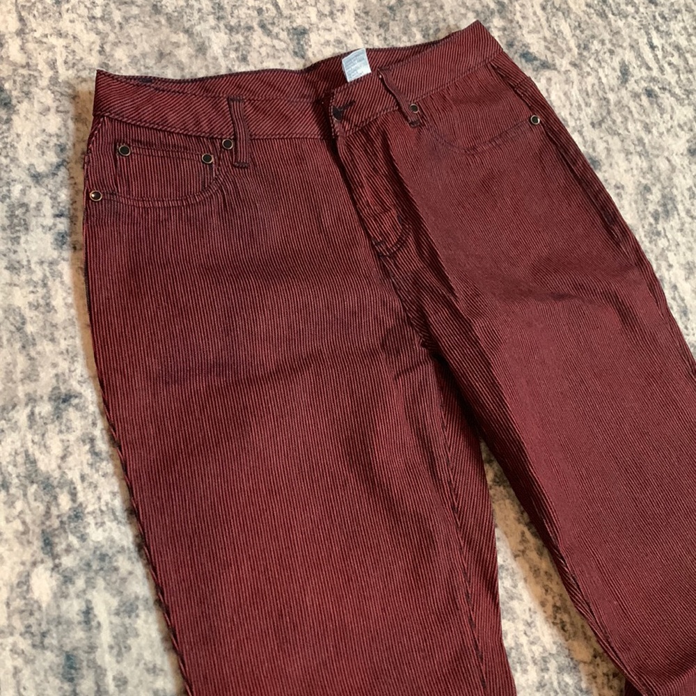 Diane Gilman red and navy striped jeans size 6p #1